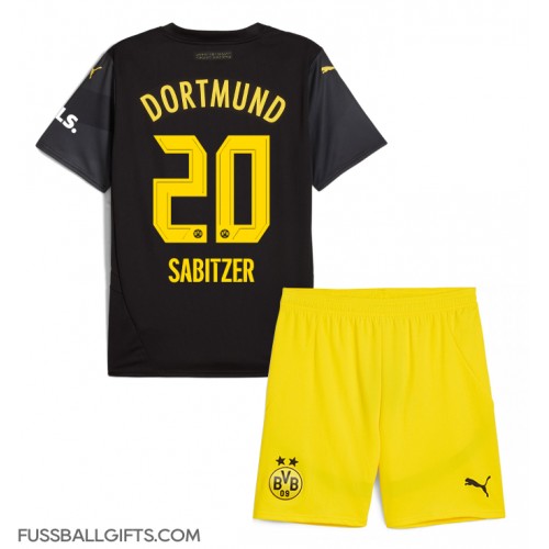 Borussia Dortmund Marcel Sabitzer #20 Fußballbekleidung Auswärtstrikot Kinder 2024-25 Kurzarm (+ kurze hosen)